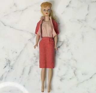 VINTAGE 1960s BLONDE PONYTAIL BARBIE 6 in Busy Gal Outfit 981 2