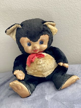 Vintage Rushton Rubber Face Chubby Tubby Doll Panda Bear Toy 17” Rare