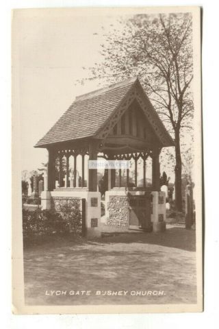 Bushey Church,  Lych Gate - Old Hertfordshire Real Photo Postcard