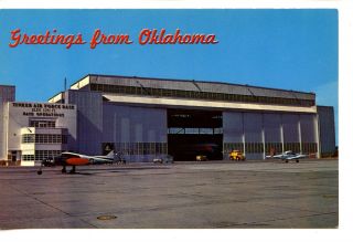 Greetings From Oklahoma - Tinker Air Force Base - Airplane Hanger - Vintage Postcard