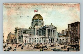 Chicago Il,  Post Office,  Vintage Illinois C1906 Postcard