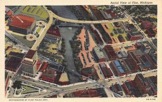 Flint Mi 1940 Aerial View Of City By Flint Police Department Vintage Mich 564