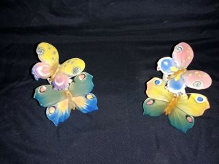 2 Antique Vintage Porcelain Butterflies Figurines By Karl Ens Germany Circa 1910