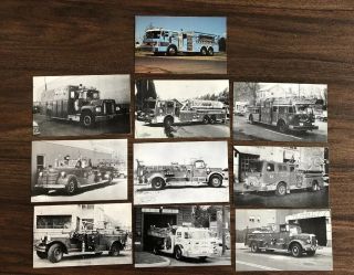 Vintage (10) Ten Postcards Featuring Old Fire Trucks Early To Mid 1980 