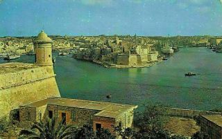 Malta The Grand Harbour With The Old Fortified City Senglea Postcard