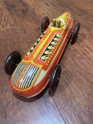 Vintage Marx Wind Up Toy Race Car Streamline 16 Inch Tin Mechanical Racer