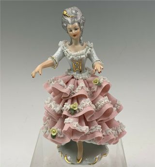 Antique Dresden Porcelain Lace Woman Figurine