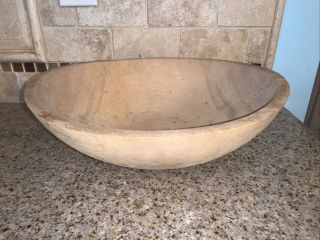 Vintage Large Wooden Mixing Dough Bowl Primitive Out Of Round 0081