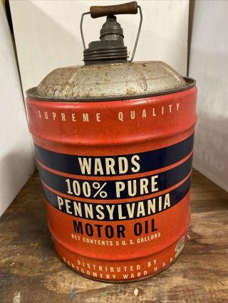 Vintage Wards Montgomery Wards 5 Gallon Motor Oil Can