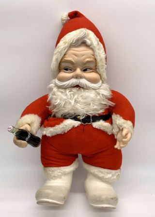 Vintage Rushton Coca Cola Santa Claus Rubber Face Hands White Boots And Bottle 2