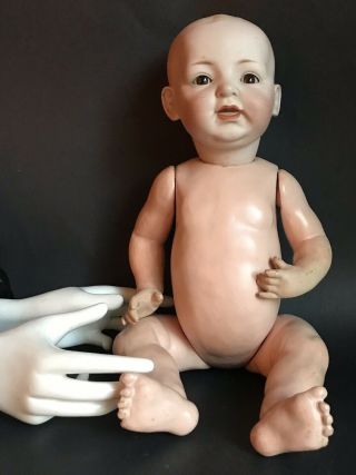 Early J.  D.  Kestner Bisque Head Doll • Dome Head • 18” • " Jdk Made In 14 Germany "