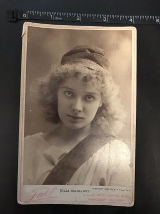 Early Actress Julia Marlowe York 1893 Cabinet Card Vintage Photo Photograph