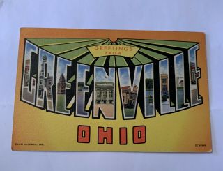 Vintage Welcome To Greenville Ohio Postcard Old Card.