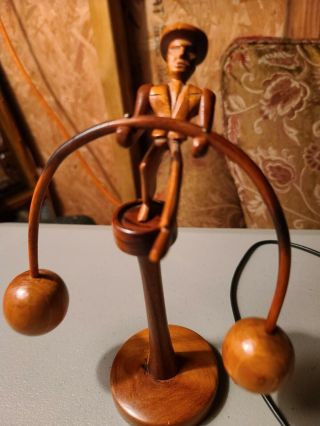 Vintage Folk Art Primitive Spinning Balance Toy Wood Figure Carved Whimsical