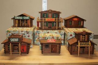 Vintage Oehme & Sohn Shg Western Town Buildings With Boxes Rare Find