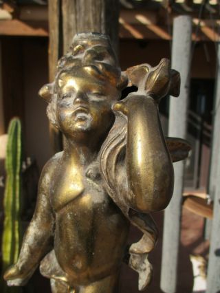 Antique French Louis Xvi Style Cast Bronze Brass Cherub Lamp Base Salvage