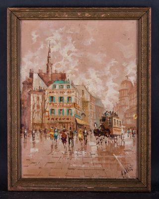 Vintage French Impressionist Oil Painting " Street Of Paris " Signed