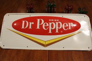 Vintage 1943 Embossed Dr Pepper Sign,  28 " X12 " Made In Usa G 43