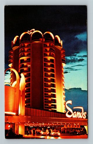 Las Vegas Nv,  Sands Hotel At Night,  Vintage C1950 