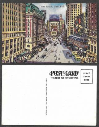 Old Postcard - York City - Times Square - Manhattan Postcard Company