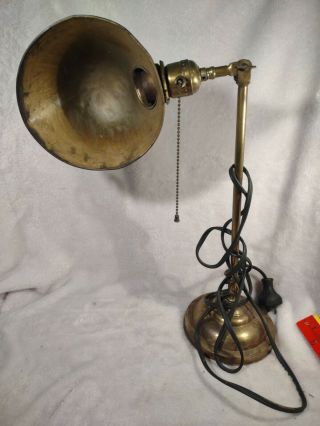 Antique Faries Industrial Desk Lamp Articulated - Machine Age Worn Brass