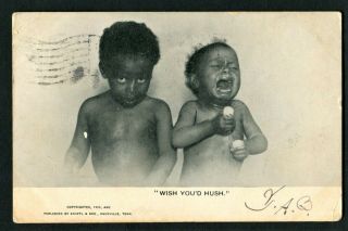 Old Ethnic Black Americana Postcard 1905 Babies Crying Vg
