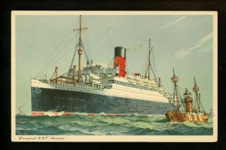 Ship Postcard Ocean Liner Rms Ascania Cunard Line Printed England Vintage