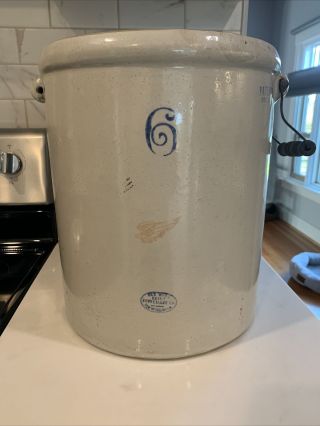Antique Red Wing 6 Gallon Stoneware Crock.