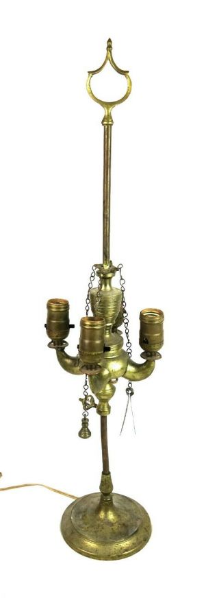 Rare Antique Electrified Brass Lucerne Whale Oil Table Lamp