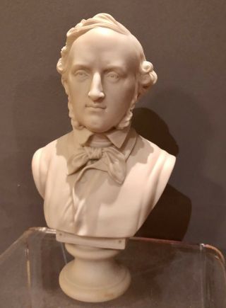 Vintage Antique 12” Parian Ware Portrait Bust Of Composer Felix Mendelssohn