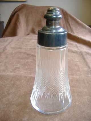 Vintage Cut Glass And Silver 6 1/2 " Sugar Shaker