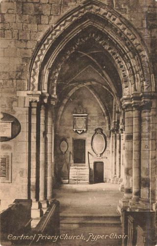 Old Postcard - Cartmel Priory Church,  Pyper Choir - Cumbria,  England Unposted