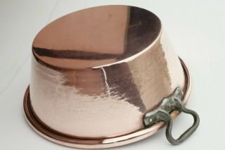Vintage French Copper Jam Confiture Pan Hammered Rolled Rim 7.  7lbs 15.  9inch