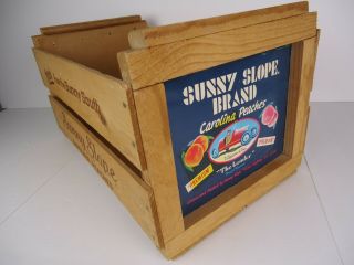 Vintage Antique Sunny Slope Carolina Peaches Wood Fruit Box Crate 20”x 10 " X11 "
