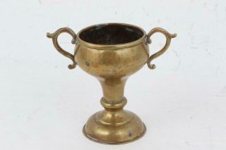 Two Handle Imperial Russian Brass Hand Hammered Pedestal Cup Stamped Tula
