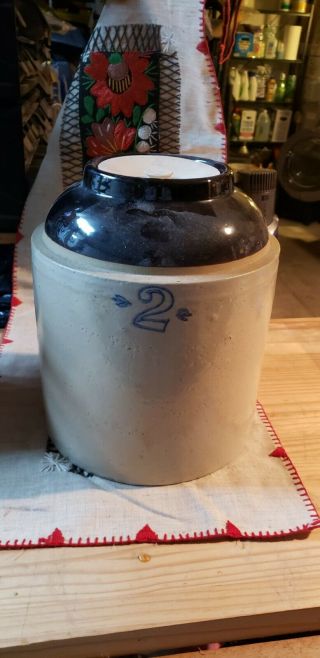 Sp&s Co.  2 Gallon Crock With Lid,  White Hall Illinois