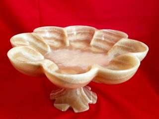 Classic Large Claw Foot Carved Honey Onyx Footed Compote