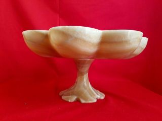 Classic Large Claw Foot Carved Honey Onyx Footed Compote 2