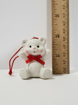 Vintage Midwest White Teddy Bear Christmas Ornament Ceramic Japan Holiday 3