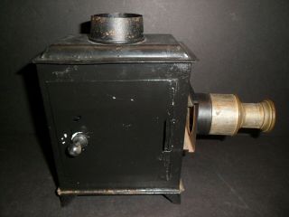 Antique Magic Lantern Projector With Brass Oil Lamp