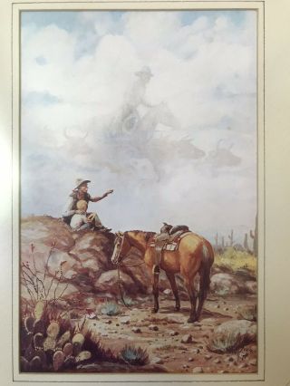 1975 Watercolor Limited Print Western Cowboy And Son By William T Zivic 379/500
