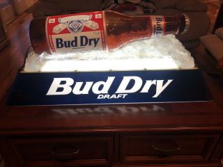 Vintage Budweiser Beer Bottle On Ice Bud Dry Billiards Pool Table Hanging Light