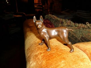 Antique Jennings Brothers Bronze Boxer Dog Statue - 4 X 3 1/2 - - Top Quality -