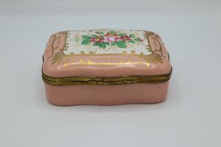 Antique French Amogee Casket Trinket Box Hand Painted Porcelain Limoges France 3