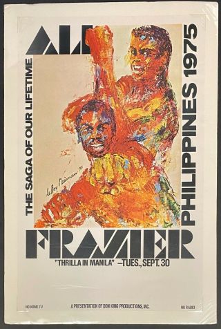 1975 Neiman Thrilla In Manila Vintage Boxing Poster Muhammad Ali Joe Frazier