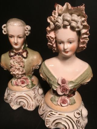 Vintage Cordey Corday Baroque Pair Man Woman Lace Bows 3004 3005