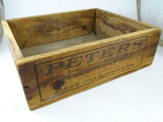 Vtg Wood Advertising Crate Peters.  22 Short Rim Fire Ammo Ammunition Antique Box