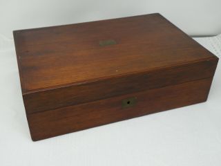 Antique Writing Lap Desk Travel Box Solid Wood 9.  5 " X 14 " X 4 "