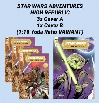 4x Star Wars Adventures High Republic Comic 1 1st App A & 1:10 Yoda Variant Nm