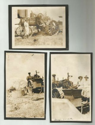 3 Vintage 1900 Steam Tractor Engine Farming Photos Women Farmers